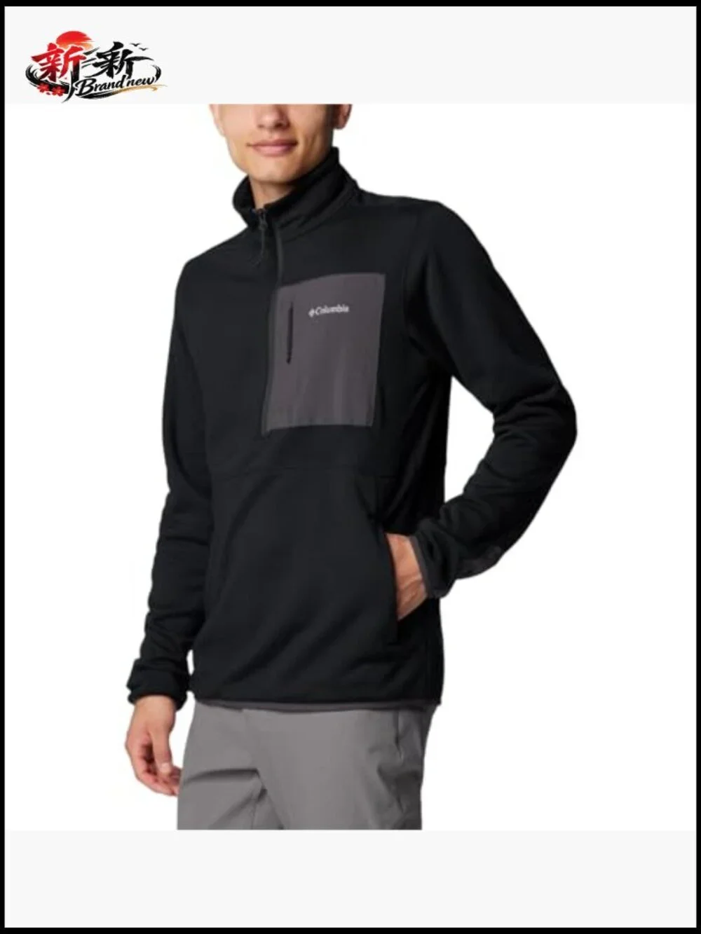 Men's Hiking Half-Zip Fleece Pullover Sweat-Wicking Long Sleeve